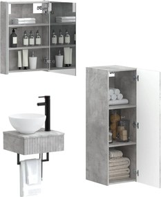 vidaXL Σετ Ντουλαπιών Μπάνιου 4 pcs Γκρι Σκυροδέματος