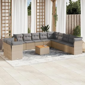vidaXL Patio Sofa Set 11-θέσια Μίξη μπεζ και ανοιχτό γκρι