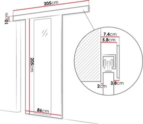 Συρόμενη πόρτα Marti IV-Leuko - 86.00Χ0.00Χ205.00cm
