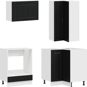 vidaXL Μονάδα κουζίνας LUCCA 8 pcs Μαύρο Επεξεργασμένο Ξύλο