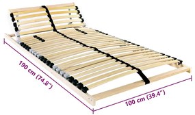 vidaXL Βάση κρεβατιού με λάμες Καφέ 100 x 190 cm Στερεό Ξύλο Μηλιάς