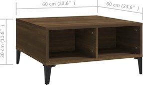 vidaXL Τραπεζάκι Σαλονιού Καφέ Δρυς 60x60x30 εκ. από Μοριοσανίδα