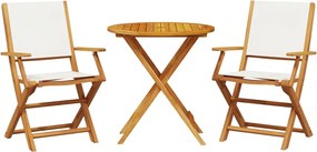 vidaXL Σετ Επίπλων Bistro 3 τεμ. Κρεμ Ύφασμα/Μασίφ Πεύκου