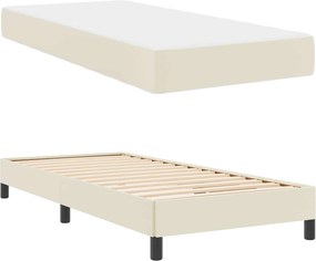vidaXL Σκελετός Κρεβατιού με στρώμα Κρεμ 90 x 190 cm ύφασμα
