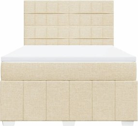 vidaXL Κρεβάτι Boxspring με Στρώμα Κρεμ 160x200 εκ. Υφασμάτινο