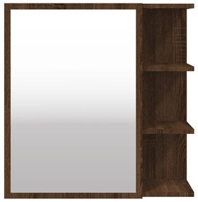 Ντουλάπι Μπάνιου με Καθρέφτη Καφέ Δρυς 62,5x20,5x64εκ Επ. Ξύλο - Καφέ