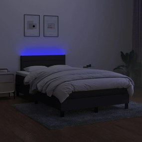 vidaXL Κρεβάτι Boxspring με Στρώμα &amp; LED Μαύρο 120x200 εκ. Υφασμάτινο