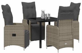 vidaXL Σέτ φαγητού για κήπο με μαξιλάρι 5 pcs Γκρι Πολυ ράταν