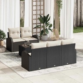 vidaXL Σετ Καναπέ Κήπου 6 pcs Μαύρο 55 x 55 x 37 εκ Πολυ ράταν