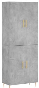 vidaXL Ντουλάπι Γκρι Σκυροδέματος 69,5x34x180 εκ. Επεξεργασμένο Ξύλο