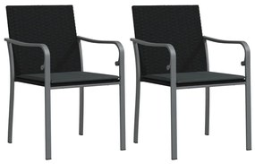 vidaXL Σετ Τραπεζαρίας Κήπου 3 τεμ. Συνθ. Ρατάν / Ατσάλι με Μαξιλάρια