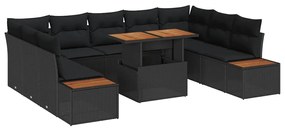 vidaXL Σέτ φαγητού για κήπο 10 pcs Μαύρο, Καφέ 100 x 55 x 73 εκ