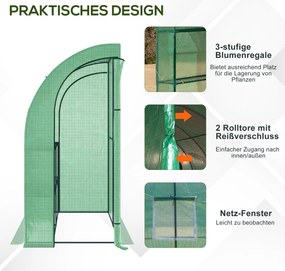 Outsunny Θερμοκήπιο ντομάτας με παράθυρο πλέγματος, Θερμοκήπιο με ρολά πόρτες, Θάλαμος ανάπτυξης με προστασία UV, Πράσινο, 200 x 100 x 215 cm