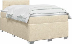 vidaXL Κρεβάτι box spring με στρώμα Κρεμ 120 x 190 cm Ύφασμα