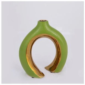 Βάζο Κεραμικό Πράσινο-Χρυσό 16.5x7.2x18.5cm 752-20178 Estheti-752-20178-Πράσινο 752-20178