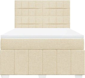 vidaXL Κρεβάτι Boxspring με Στρώμα Κρεμ 140x190 εκ. Υφασμάτινο