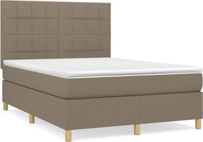 vidaXL Κρεβάτι Boxspring με Στρώμα Taupe 140x190 εκ. Υφασμάτινο