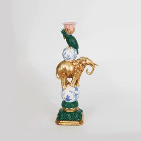 Κηροπήγιο Ελέφαντας 752-26033 8x29,5cm Gold-Multi Estheti Home Πολυρεσίνη