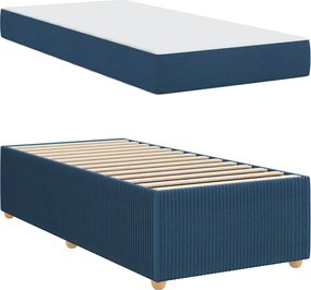 vidaXL Σκελετός Κρεβατιού με στρώμα Μπλε 90 x 190 cm ύφασμα