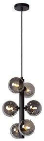 Φωτιστικό Κρεμαστό Lucide 45474-06-30 TYCHO Μαύρο Ματ (Black Mat)|Φυμέ (Smoke)