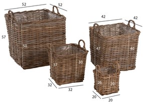 ΣΕΤ ΔΙΑΚΟΣΜΗΤΙΚΑ ΚΑΛΑΘΙΑ KATER  4ΤΜΧ ΑΠΟ KUBU RATTAN ΣΕ ΓΚΡΙ 52x52x50-57Υεκ.