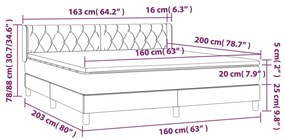 Κρεβάτι Boxspring με Στρώμα Ροζ 160x200 εκ. Βελούδινο - Ροζ