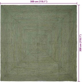 vidaXL Χαλί Περιοχής Λαδί 300 x 300 cm Γιούτα