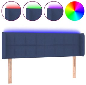 vidaXL Κεφαλάρι Κρεβατιού LED Μπλε 147x16x78/88 εκ. Υφασμάτινο