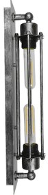 GloboStar REBELL 01567 Vintage Industrial Φωτιστικό Τοίχου Απλίκα Δίφωτο Ασημί Σκουριά Μεταλλικό Πλέγμα Μ9.5 x Π10 x Υ47cm - 01567