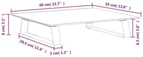 Βάση Οθόνης Λευκή 40 x 35 x 8 εκ. από Ψημένο Γυαλί και Μέταλλο - Λευκό