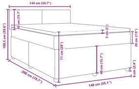 Κρεβάτι Boxspring με Στρώμα Ανοιχτό Γκρι 140x200 εκ. Υφασμάτινο - Γκρι