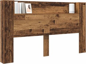 vidaXL Κεφαλάρι Ντουλάπι με LED Παλιό ξύλο 180 x 16,5 x 103,5 cm