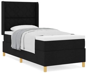 vidaXL Κρεβάτι με ελατήριο με στρώμα Μαύρο 100 x 200 cm ύφασμα