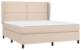 vidaXL Κρεβάτι Boxspring με Στρώμα Καπουτσίνο 180x200 εκ. Συνθ. Δέρμα