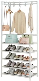 Κρεμάστρα Δαπέδου με Ράφια Παπουτσιών Λευκό