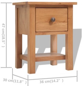 vidaXL Κομοδίνα 2 τεμ. 36 x 30 x 47 εκ. από Μασίφ Ξύλο Δρυός