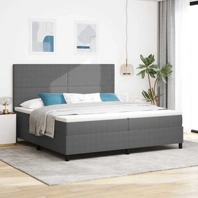 vidaXL Κρεβάτι Box Spring με Στρώμα & LED Φως Γκρι 200x200 εκ. Ύφασμα Σατέν