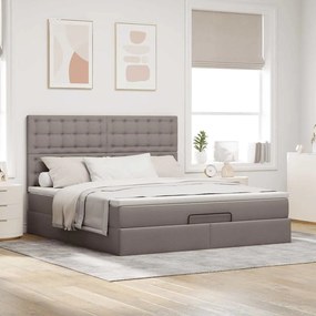 vidaXL Οθωμανικό κρεβάτι με στρώμα Taupe 160x200cm ύφασμα