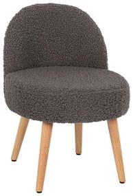 Σκαμπό Με Πλάτη Yasmine HM8395.21 47x46x64,5cm Μπουκλέ Ύφασμα Grey Ξύλο,Ύφασμα