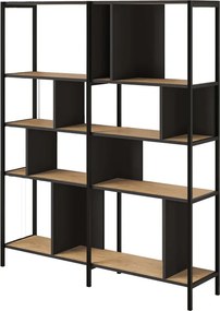 Βιβλιοθήκη Maxi Megapap χρώμα sapphire oak - silky black 144x35x175εκ.