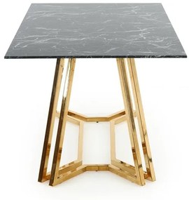 Τραπέζι Houston 1137, Χρυσό, Μαύρο μάρμαρο, 75x90x160cm, 57 kg, Επεξεργασμένο γυαλί, Μέταλλο | Epipla1.gr