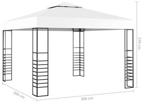 vidaXL Κιόσκι με Φωτάκια LED Λευκό 3 x 3 μ.