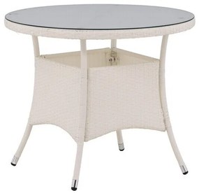 Τραπέζι εξωτερικού χώρου Dallas 666, Επεξεργασμένο γυαλί, 74cm, 12 kg, Άσπρο, Πλαστικό ψάθινο | Epipla1.gr