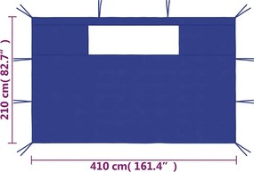 vidaXL Πλαϊνά για Κιόσκι με Παράθυρα 2 τεμ. Μπλε