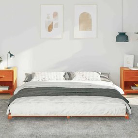 vidaXL Κρεβάτι δαπέδου Καφέ κεριού 180 x 210 cm Μασίφ ξύλο πεύκου