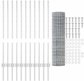 vidaXL Τεντώτο με στήριγμα Ασημί 1 x 25 m Ατσάλι