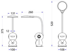 ΠΑΙΔΙΚΟ ΦΩΤΙΣΤΙΚΟ ΓΡΑΦΕΙΟΥ LED BADOO ΡΟΜΠΟΤΑΚΙ HM4453.01 ΛΕΥΚΟ-ΓΚΡΙ ABS (1 Τεμμάχια)