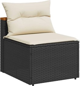 vidaXL Καναπέδες Κήπου Χωρίς Μπράτσα 2 τεμ. Μαύρο Συνθ. Ρατάν &amp; Μαξιλ.