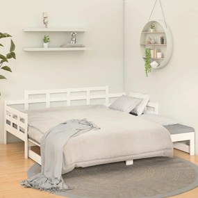vidaXL Καναπές Κρεβάτι Συρόμενος Λευκός 2x(80x200) εκ. από Μασίφ Πεύκο
