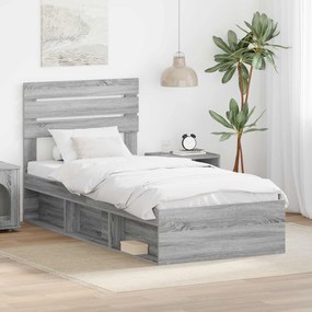 vidaXL Σκελετός Κρεβατιού Γκρι Sonoma 100 x 200 cm